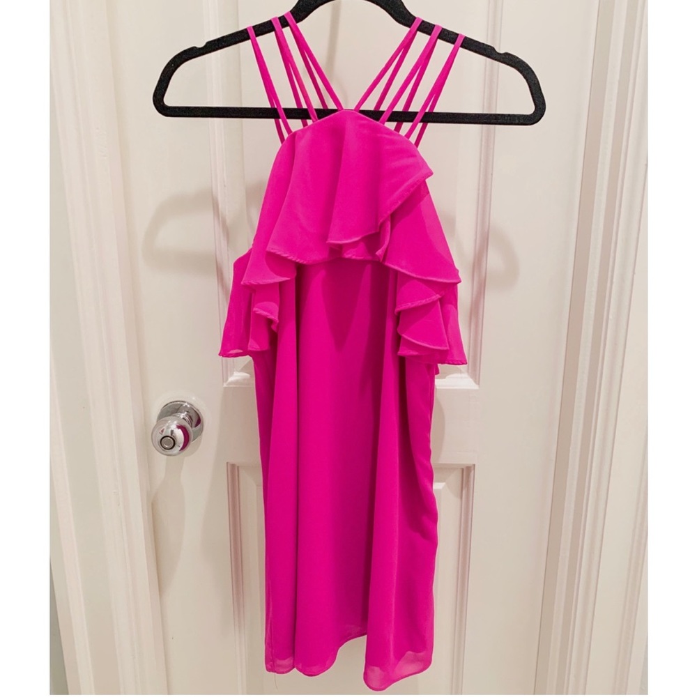 Gianni Bini Hot Pink Halter Top Dress